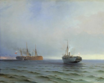 Landscapes Painting - Ivan Aivazovsky the capture of turkish nave on black sea Seascape